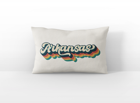 Arkansas retro text lumbar pillow