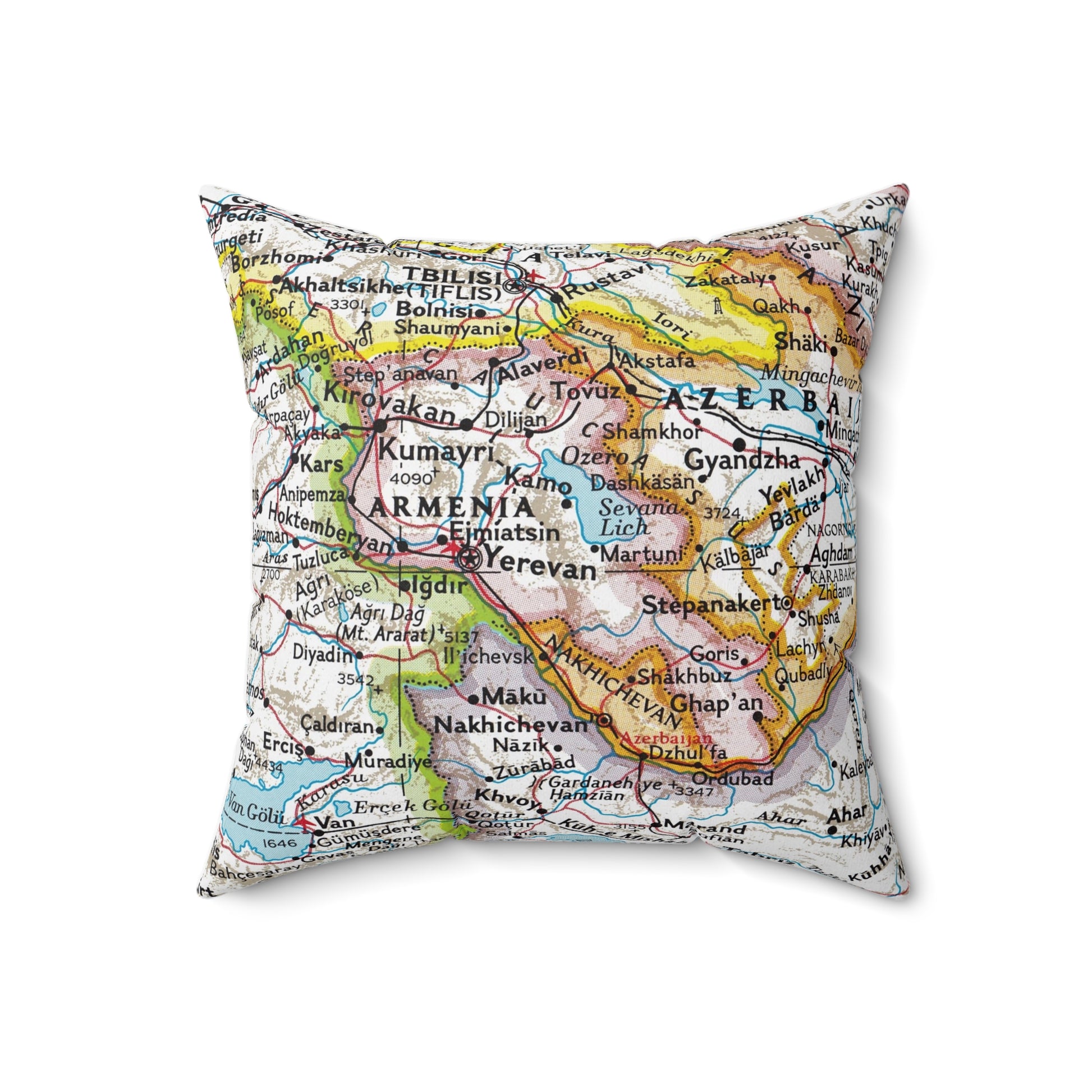 Armenia vintage map throw pillow front view