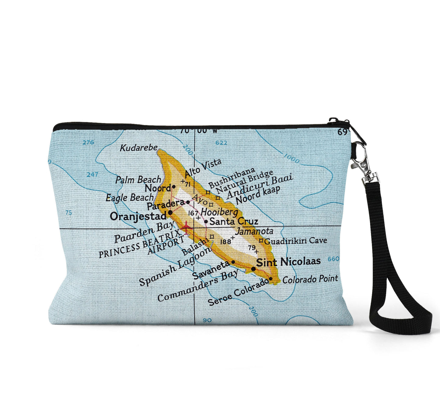 Aruba map wristlet travel pouch