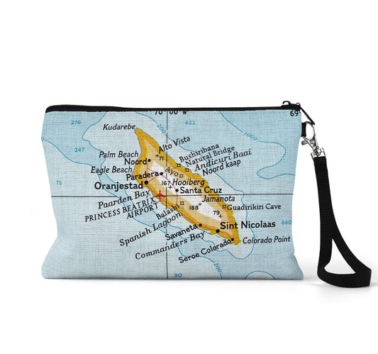 Aruba map wristlet travel pouch