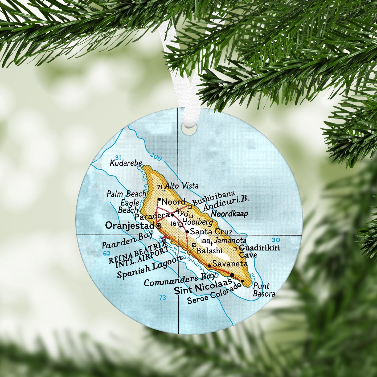 Aruba Vintage Map Ornament