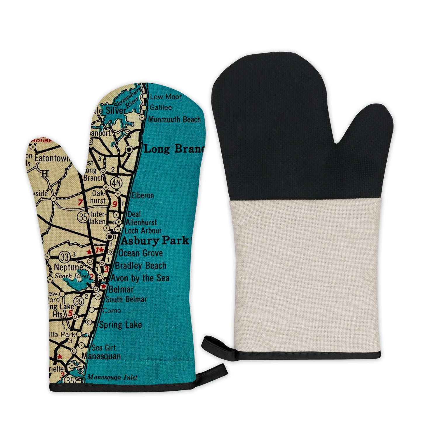 Asbury Park, New Jersey Map Oven Mitt | Vintage-Inspired Kitchen Gift