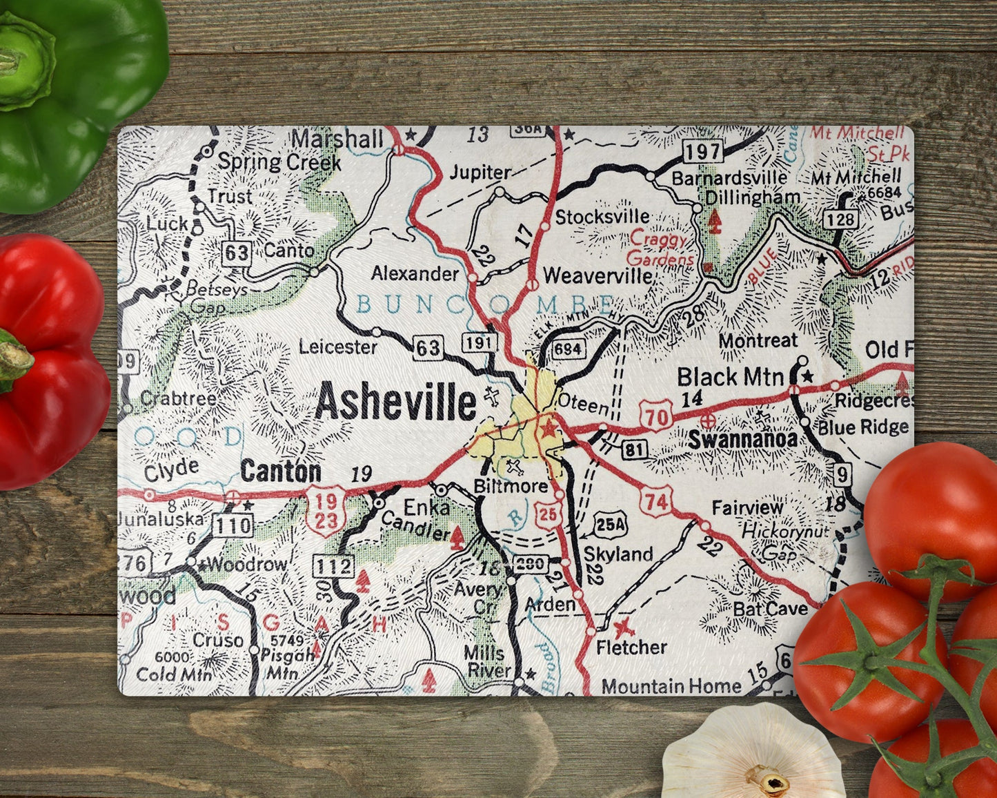 Asheville North Carolina Map Cutting Board | Travel Gift | Kitchen Decor