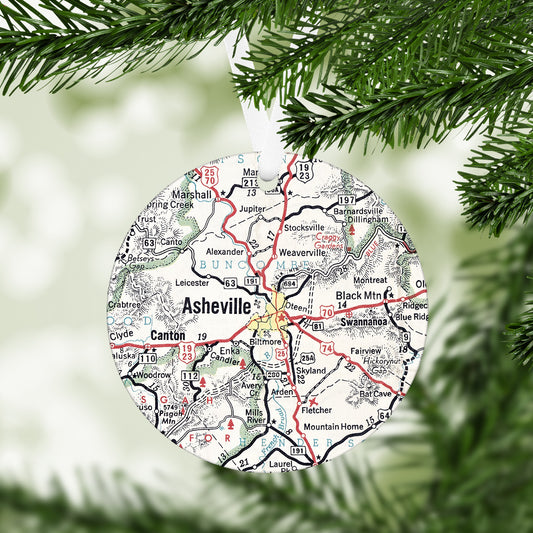 Asheville North Carolina Vintage Map Ornament