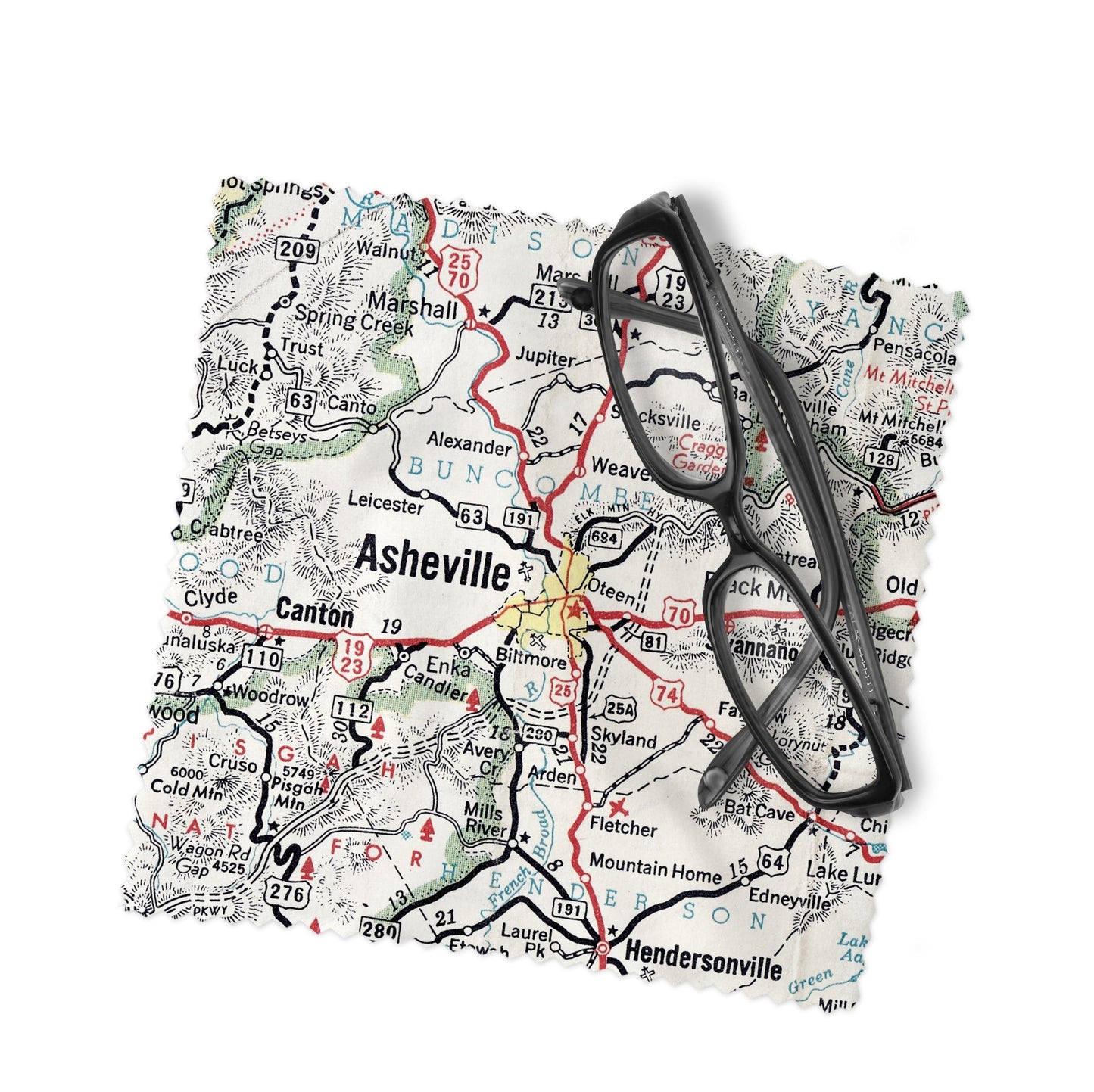 Asheville North Carolina Map Lens Cloth | Glasses Cleaner | Travel Gift