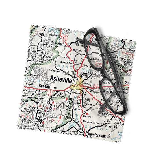Asheville North Carolina Map Lens Cloth | Glasses Cleaner | Travel Gift