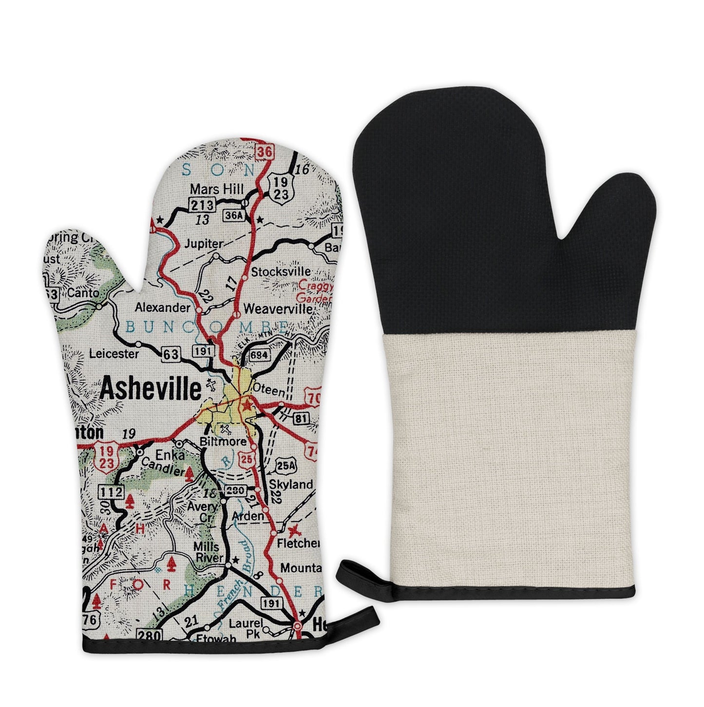 Asheville, North Carolina Map Oven Mitt | Vintage-Inspired Kitchen Gift