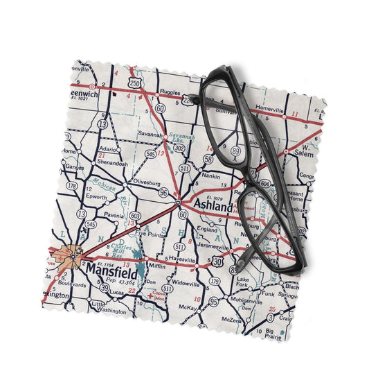 Ashland Ohio Map Lens Cloth | Glasses Cleaner | Travel Gift