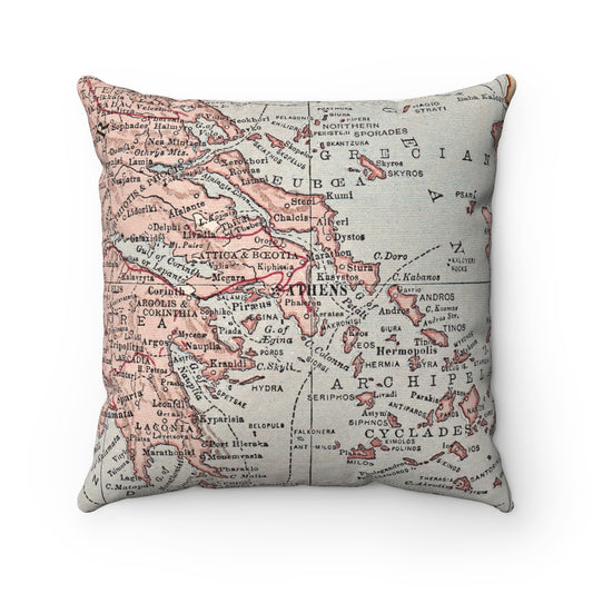 Athens Greece vintage map throw pillow front view