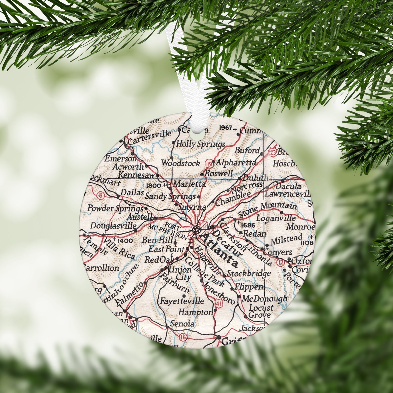 Atlanta Georgia Vintage Map Ornament