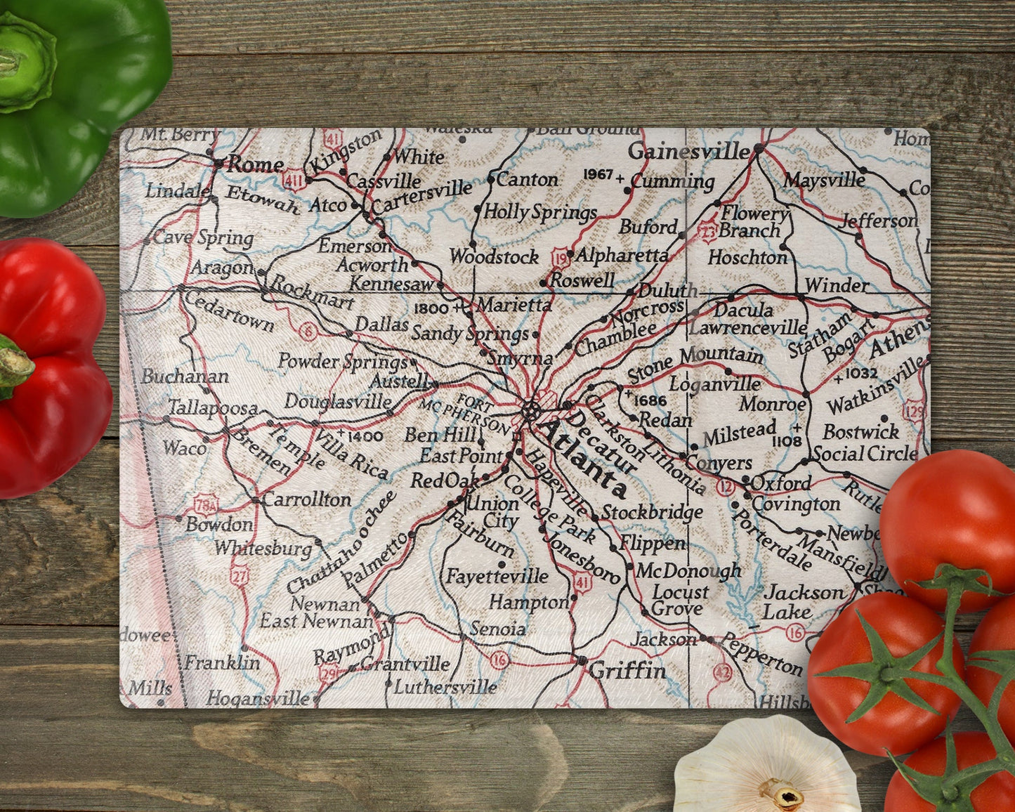 Atlanta Georgia Map Cutting Board | Travel Gift | Kitchen Decor