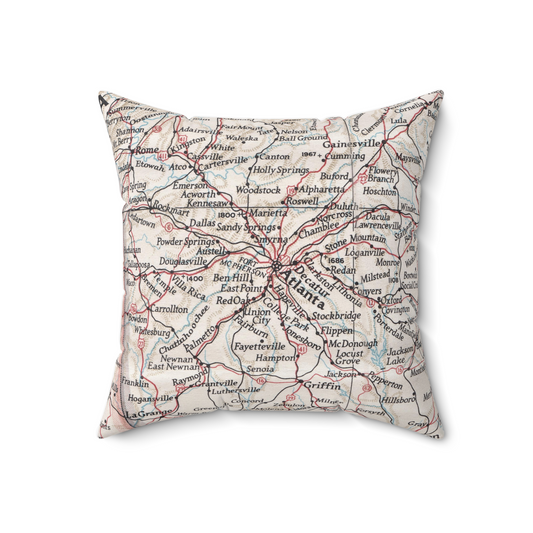 Atlanta Georgia vintage map throw pillow front view