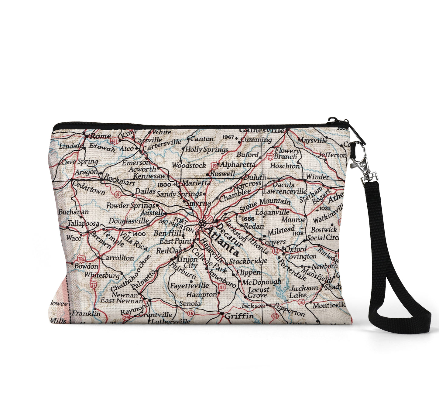 Atlanta Georgia map wristlet travel pouch