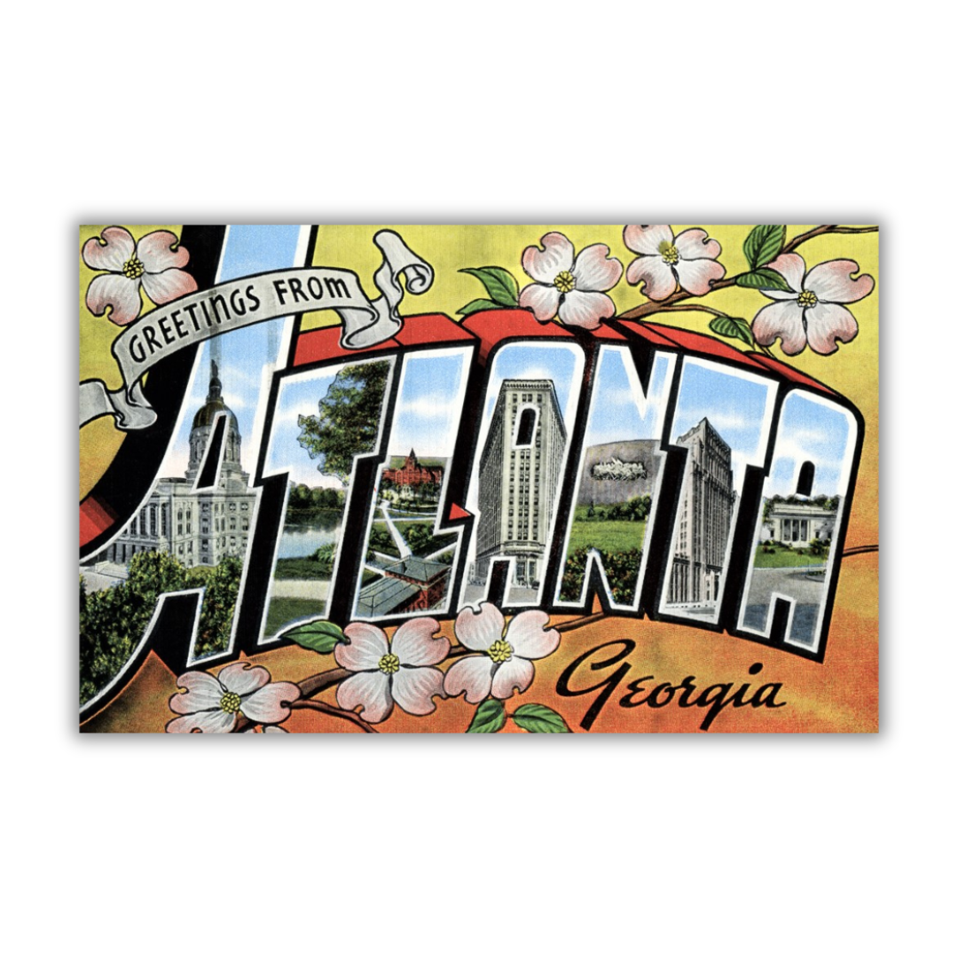 Atlanta Georgia Vintage Postcard Vinyl Sticker