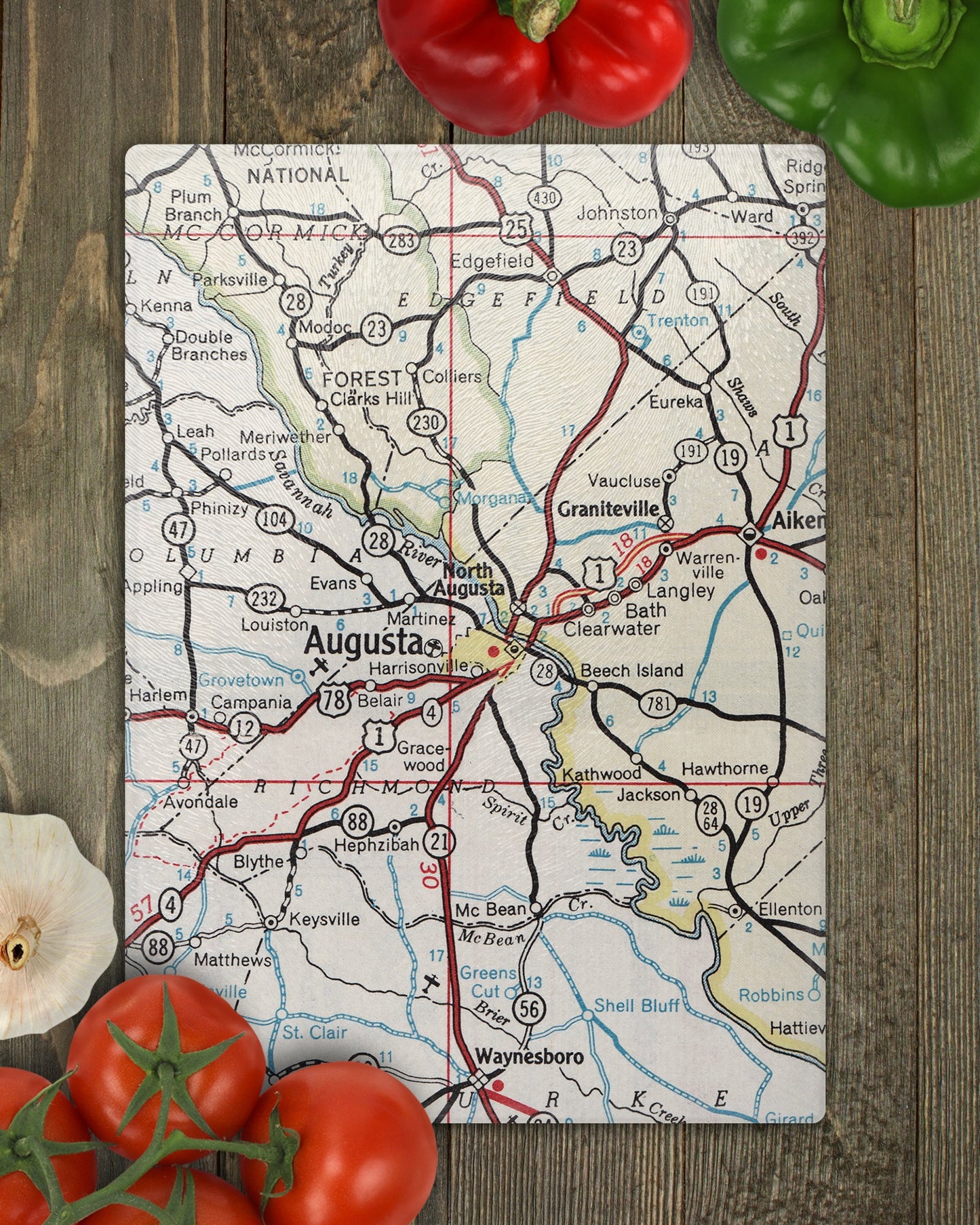 Augusta Georgia Map Cutting Board | Travel Gift | Kitchen Decor