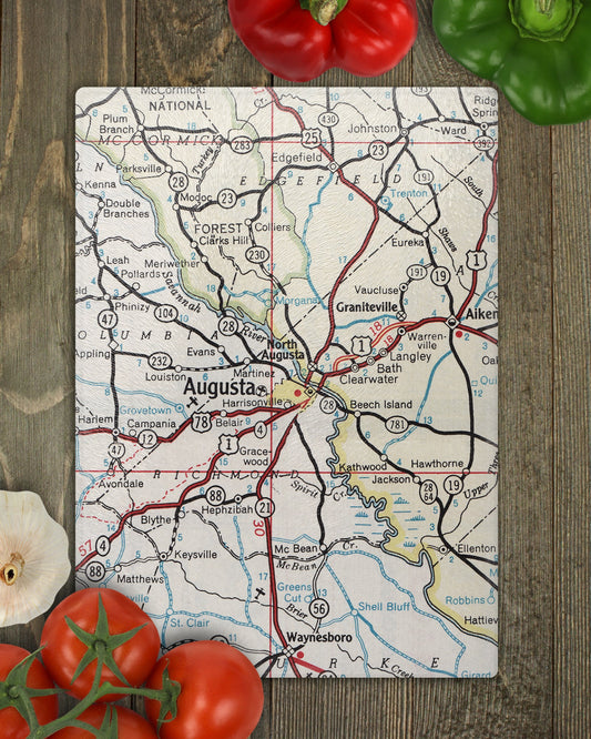 Augusta Georgia Map Cutting Board | Travel Gift | Kitchen Decor