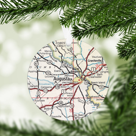 Augusta Georgia Vintage Map Ornament