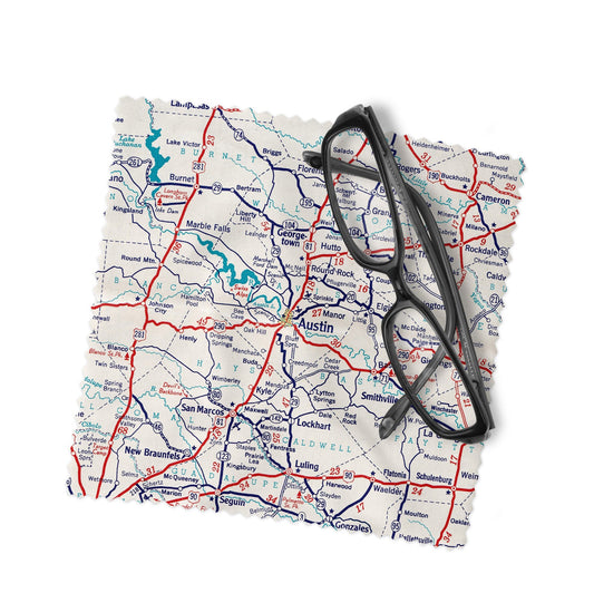 Austin Texas Map Lens Cloth | Glasses Cleaner | Travel Gift