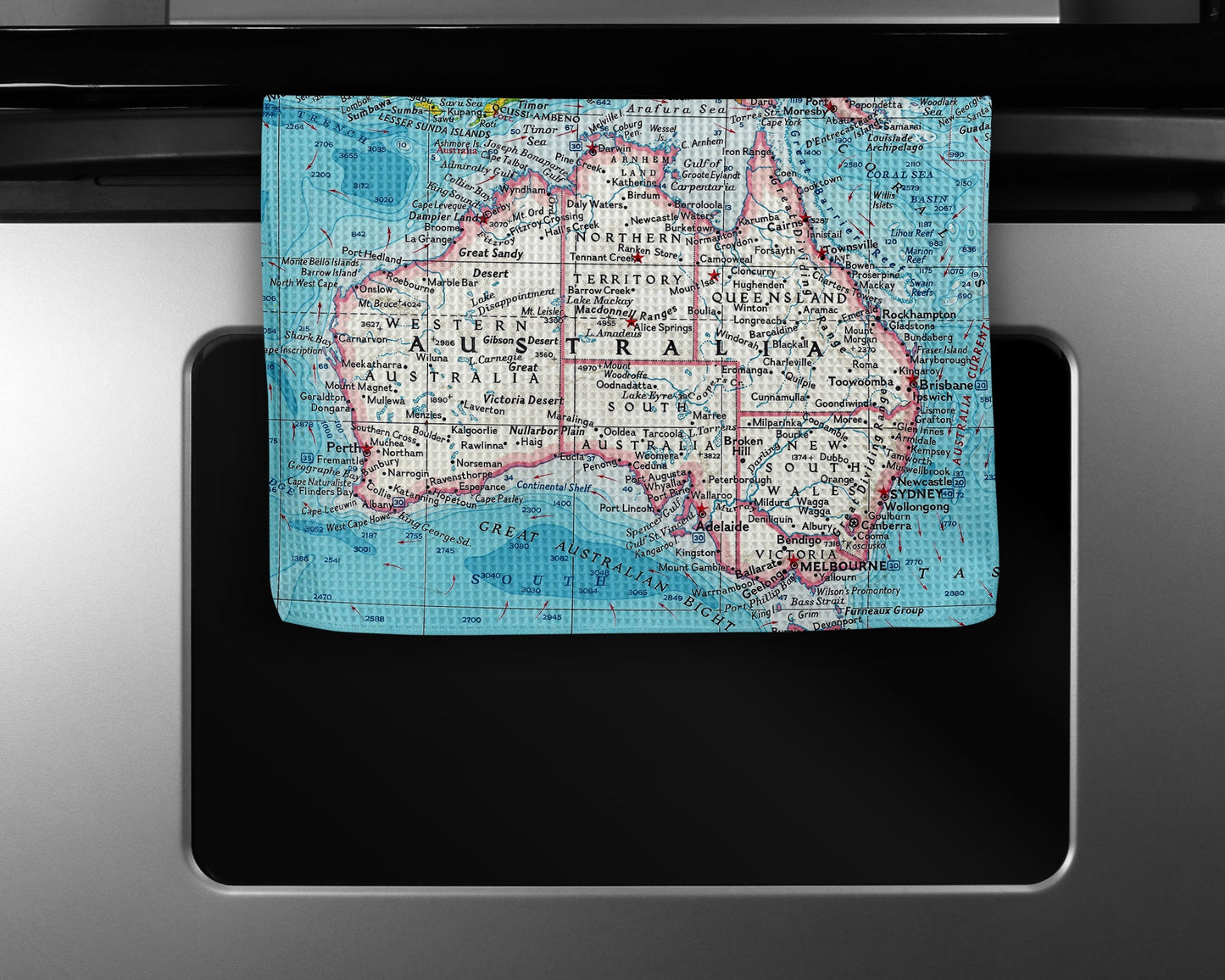 Australia Map Tea Towel | Waffle-Weave Kitchen Towel Gift