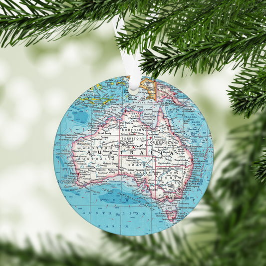 Australia Vintage Map Ornament