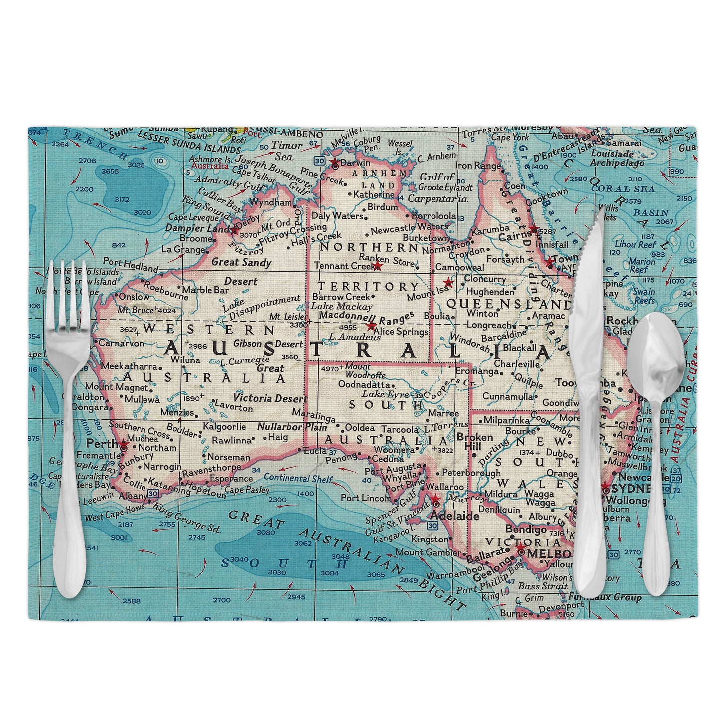 Australia Vintage Map Placemats Set of 4