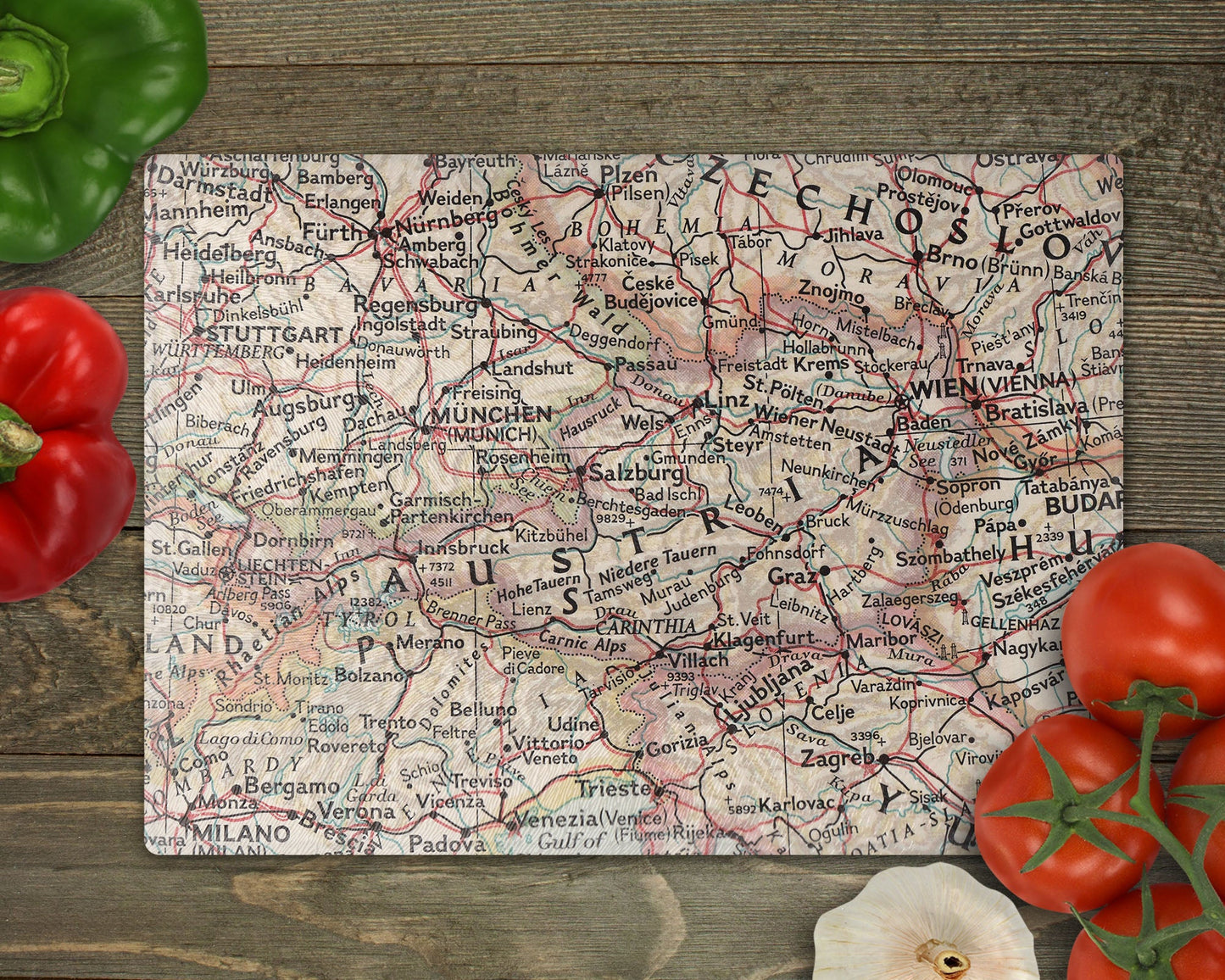 Austria Map Cutting Board | Travel Gift | Kitchen Decor