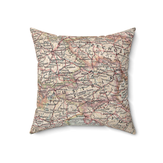 Austria vintage map throw pillow front view
