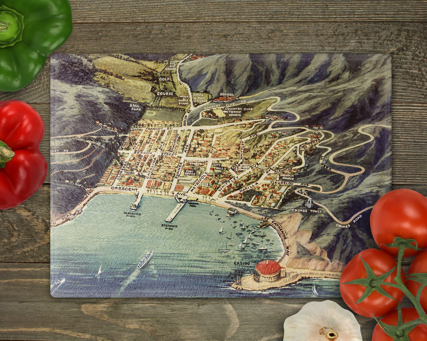 Avalon California Map Cutting Board | Travel Gift | Kitchen Decor