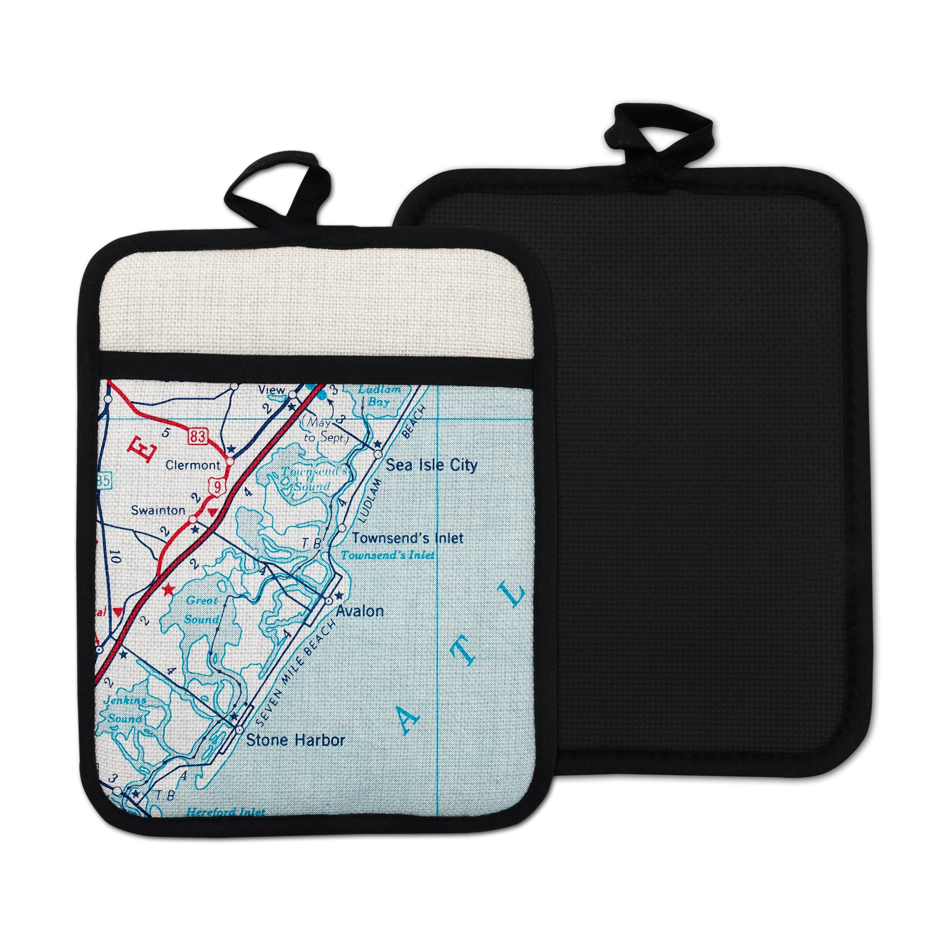 Avalon New Jersey vintage map hot pad kitchen decor