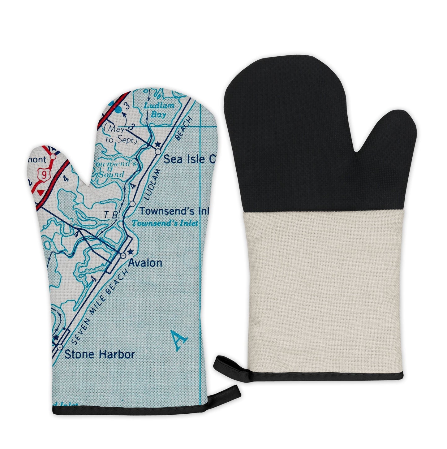 Avalon, New Jersey Map Oven Mitt | Vintage-Inspired Kitchen Gift