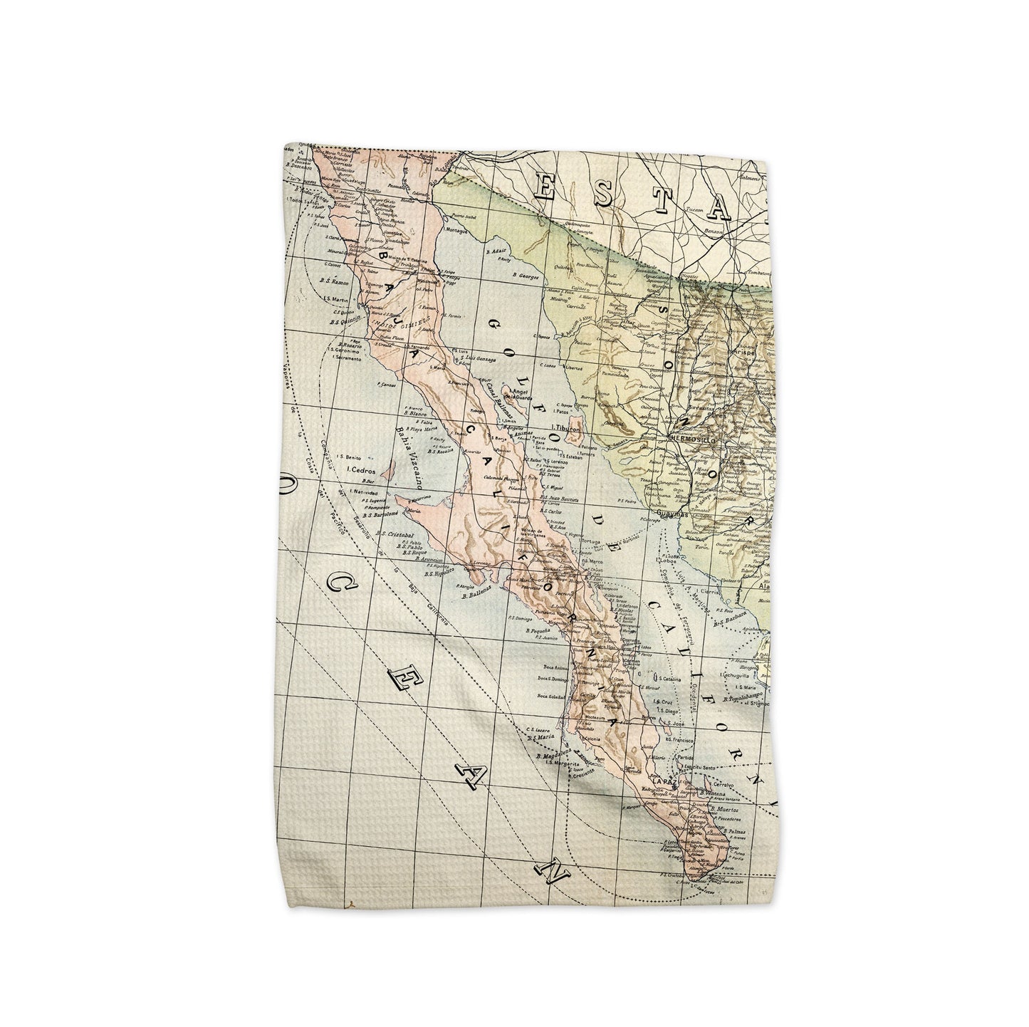 Baja California Mexico Vintage Map Kitchen Towel