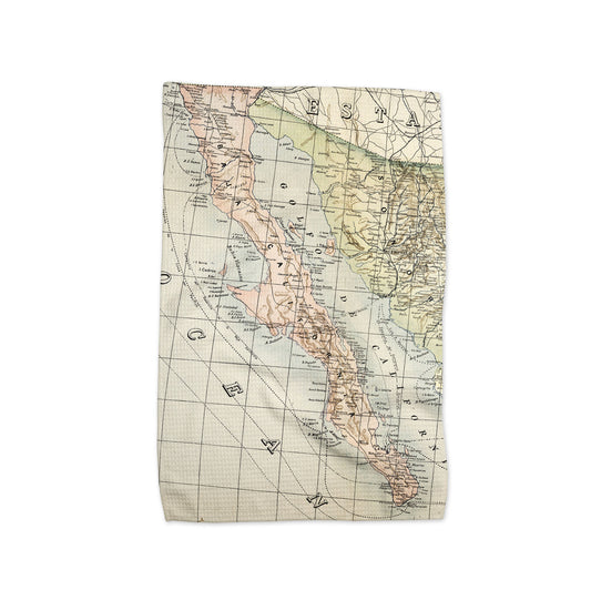 Baja California Mexico Vintage Map Kitchen Towel