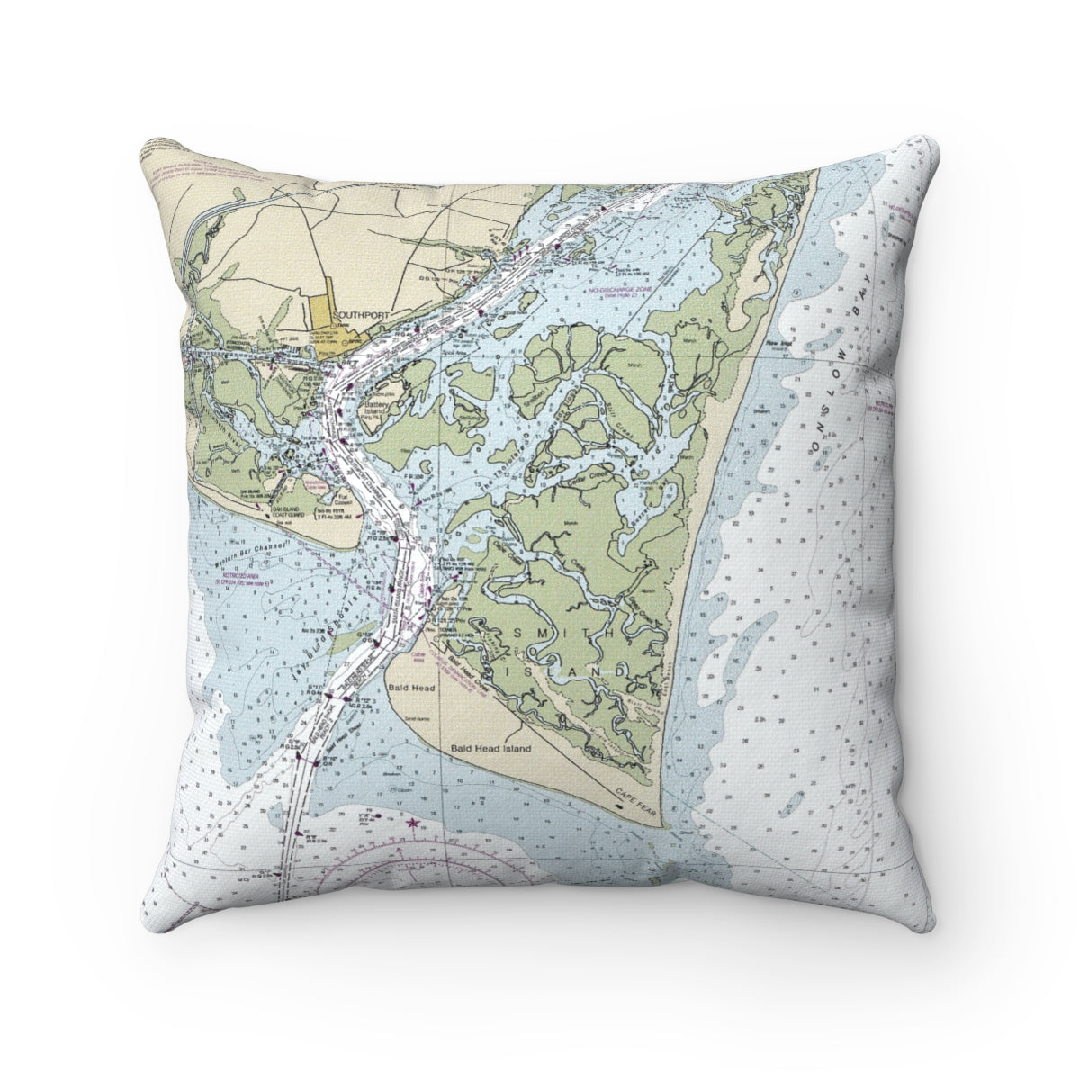 Bald Head Island North Carolina vintage map pillow