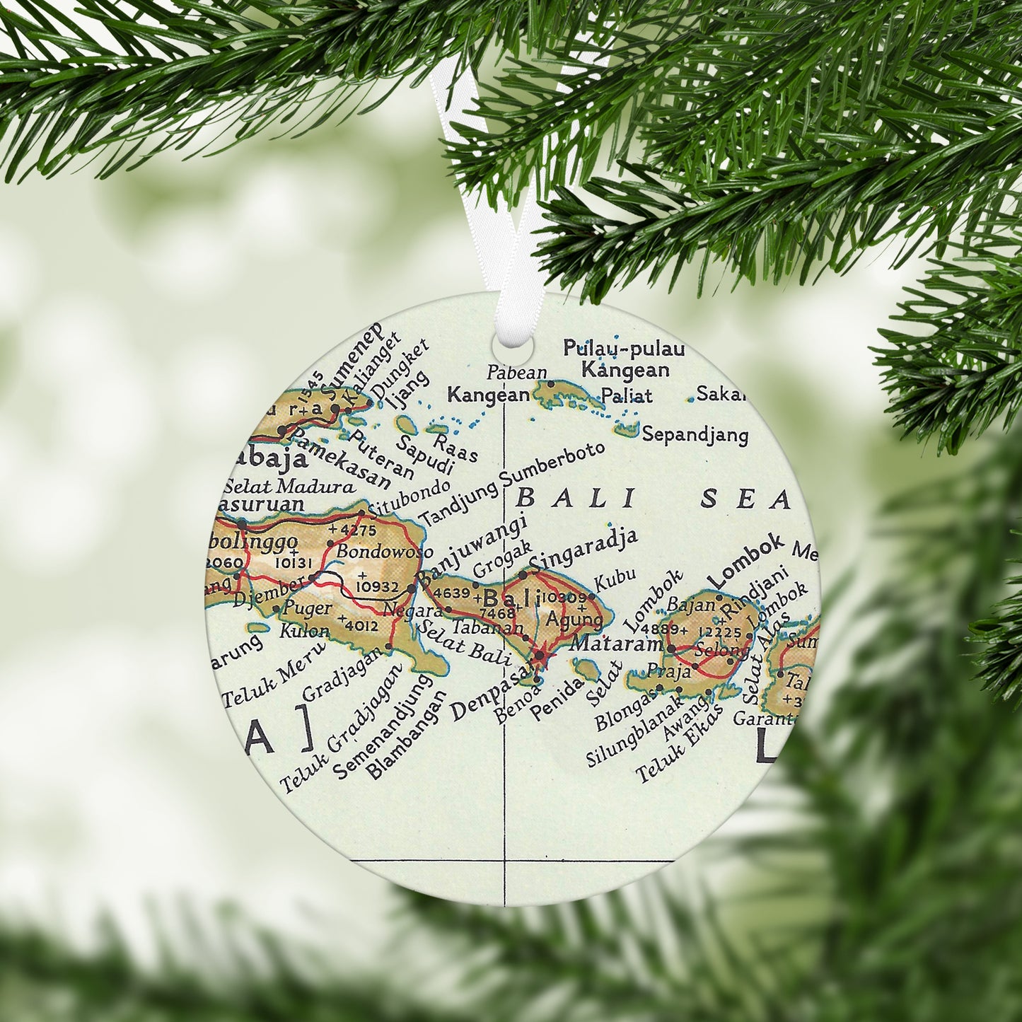 Bali Indonesia Vintage Map Ornament
