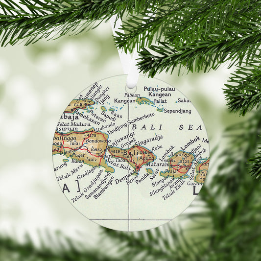 Bali Indonesia Vintage Map Ornament