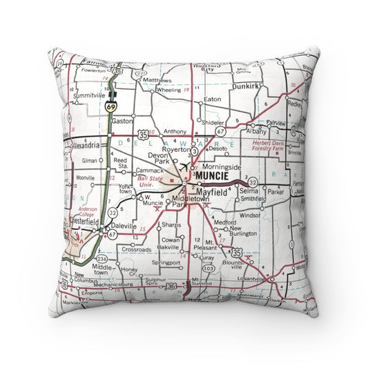 Ball State University vintage map pillow