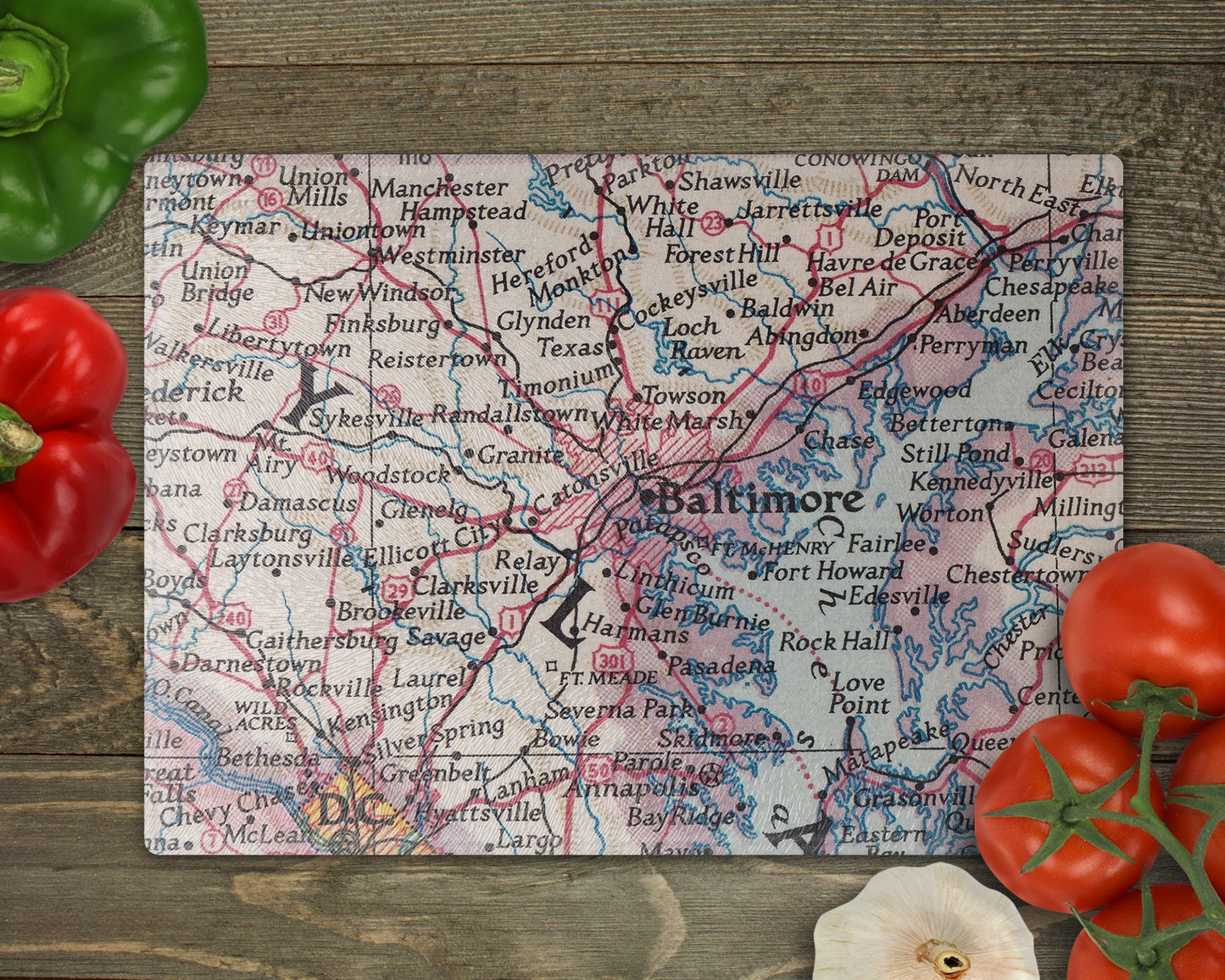 Baltimore Maryland Map Cutting Board | Travel Gift | Kitchen Decor