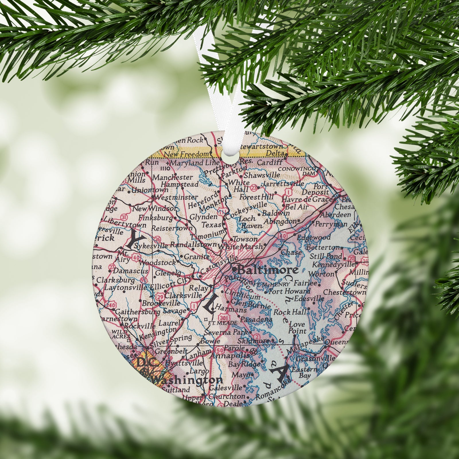 Baltimore Maryland Vintage Map Ornament