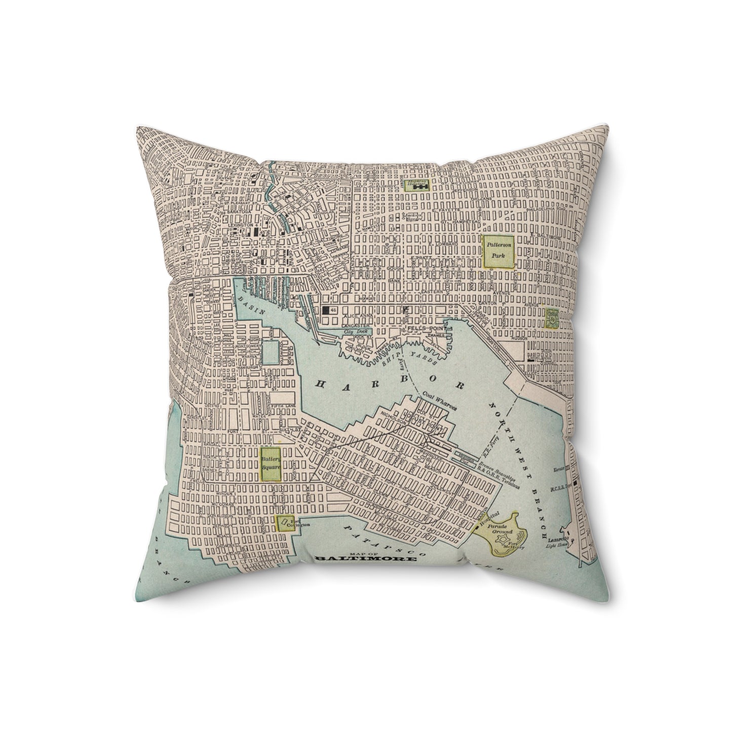 Baltimore Maryland vintage map pillow