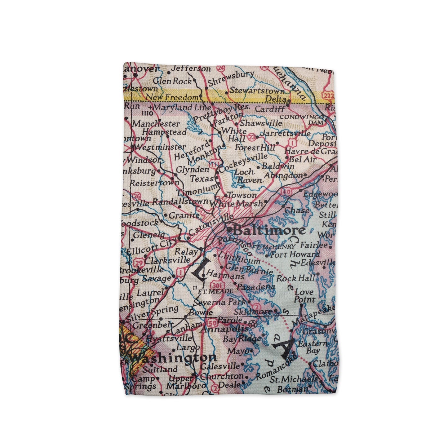 Baltimore Maryland Map Tea Towel | Waffle-Weave Kitchen Towel Gift