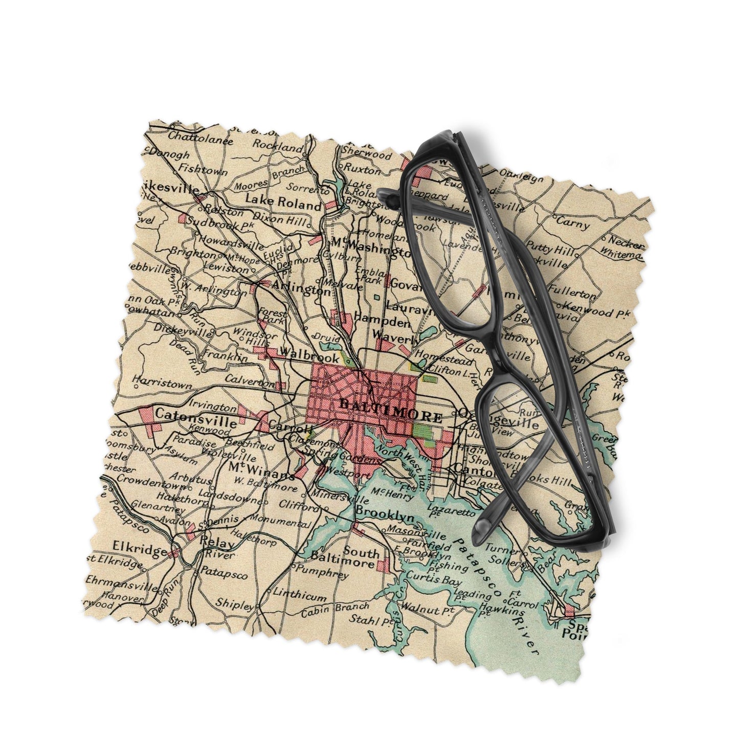 Baltimore Maryland Map Lens Cloth | Glasses Cleaner | Travel Gift