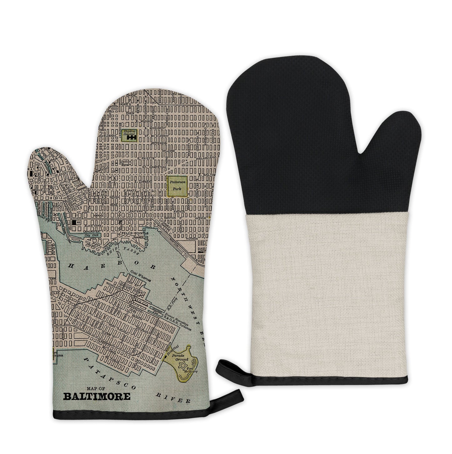 Baltimore, Maryland Map Oven Mitt | Vintage-Inspired Kitchen Gift