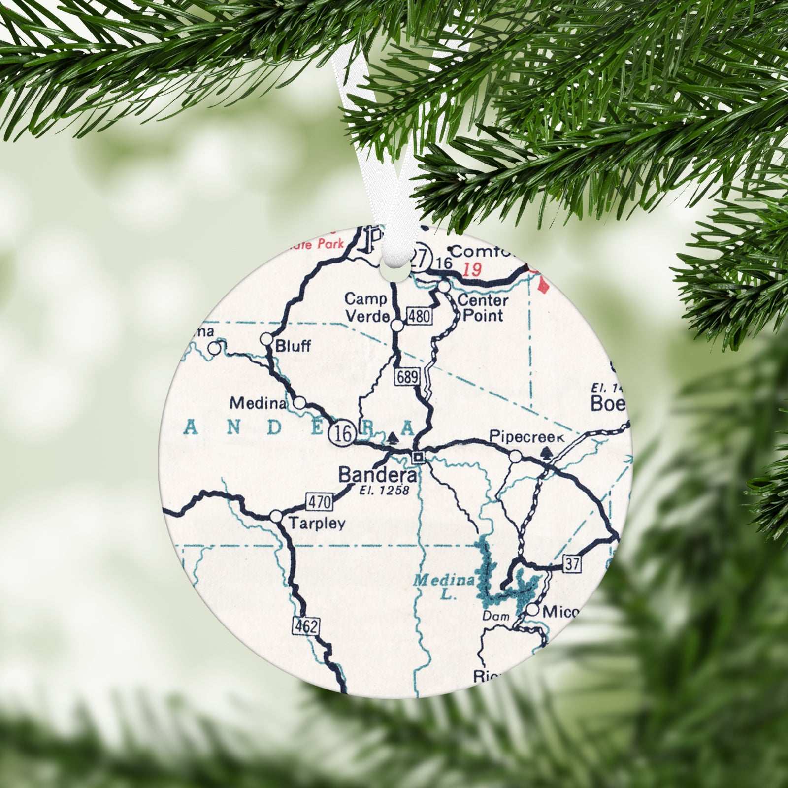 Bandera Texas Vintage Map Ornament