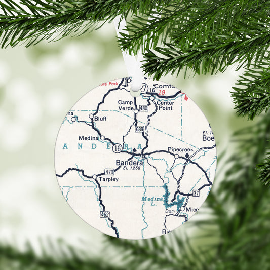 Bandera Texas Vintage Map Ornament