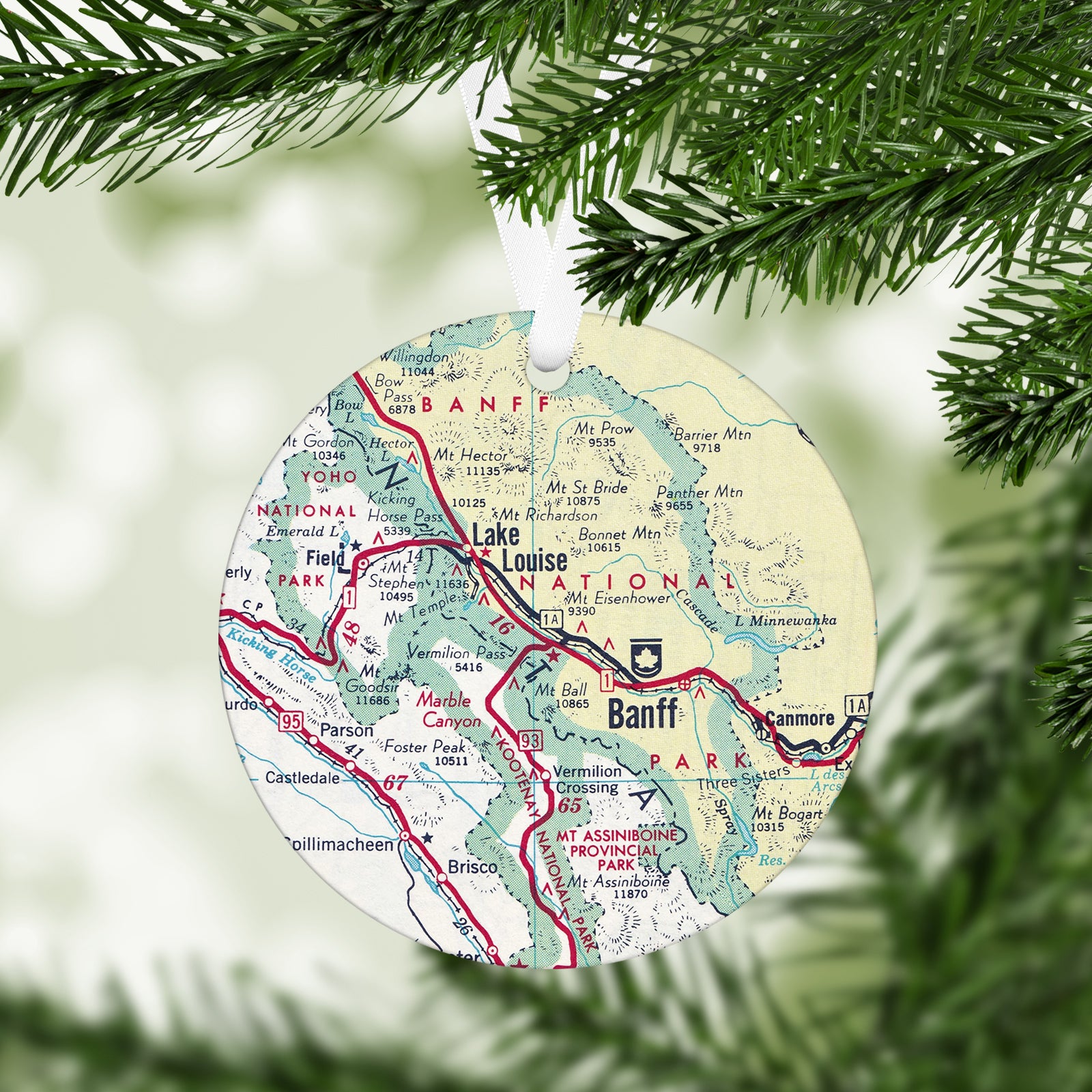 Banff Lake Louise Canada Vintage Map Ornament
