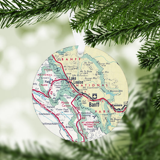 Banff Lake Louise Canada Vintage Map Ornament