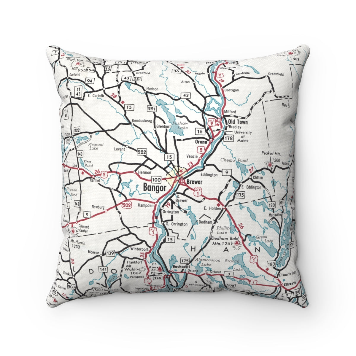 Bangor Maine vintage map pillow