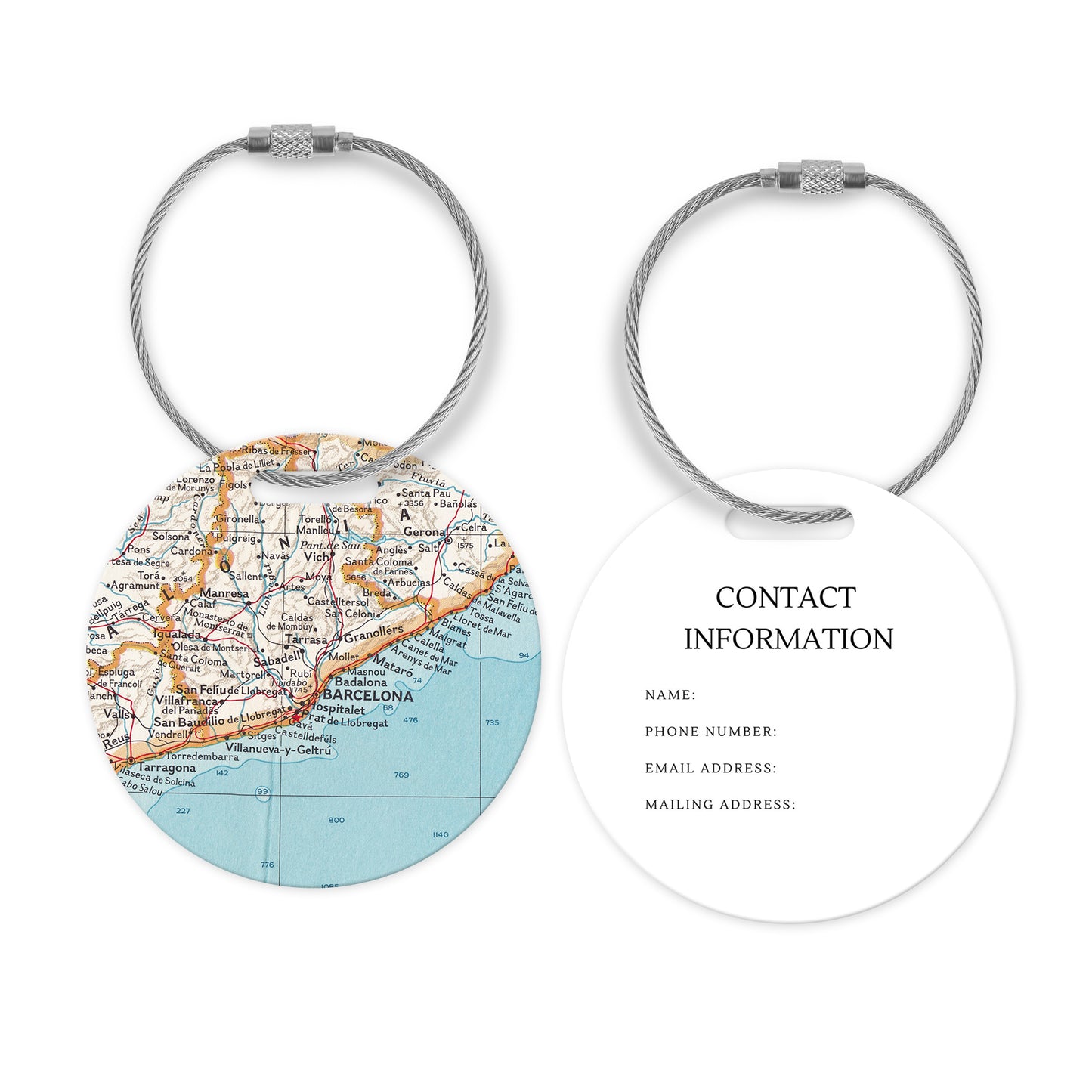 Barcelona Spain Map Luggage Tag | Vintage Barcelona Travel Bag Tag | European Travel Accessory
