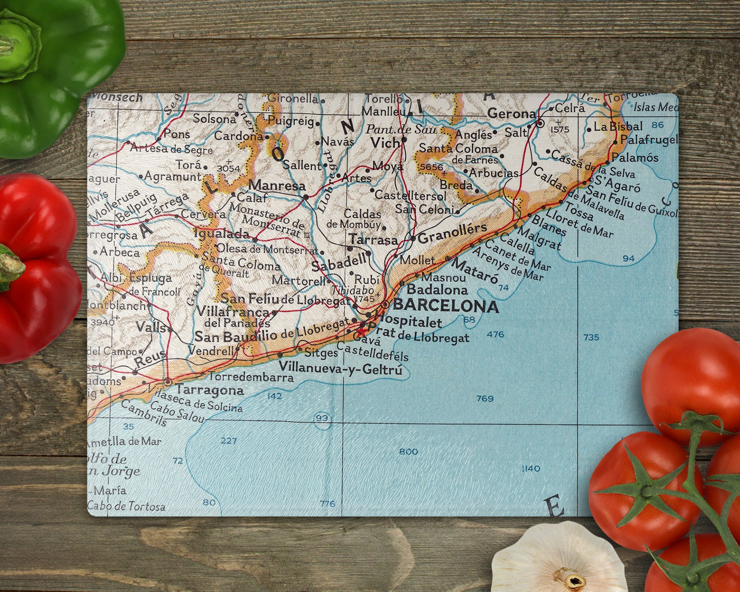 Barcelona Spain Map Cutting Board | Travel Gift | Kitchen Decor