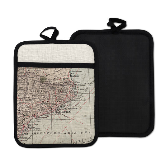 Barcelona Spain vintage map hot pad kitchen decor